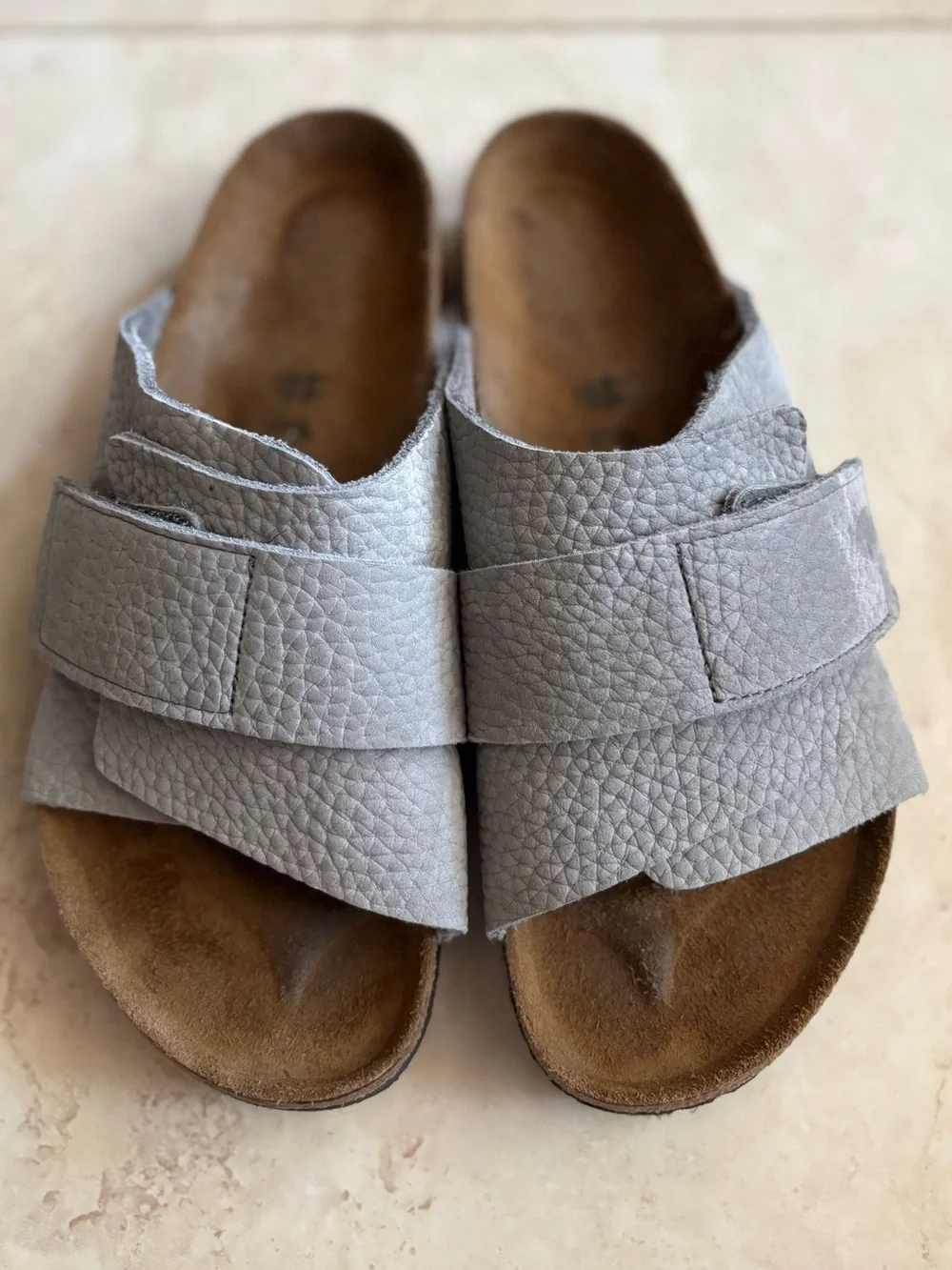 BIRKENSTOCK Kyoto Men’s Leather Sandal | Desert Buck Whale Gray | Size EU 44